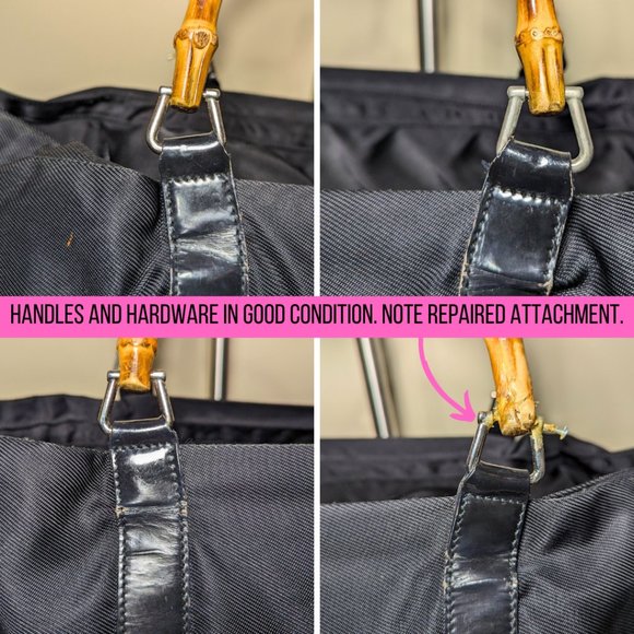 Gucci Large Black Nylon Bamboo Zip Tote Bag 002-2058-0412-5 - Picture 11 of 14